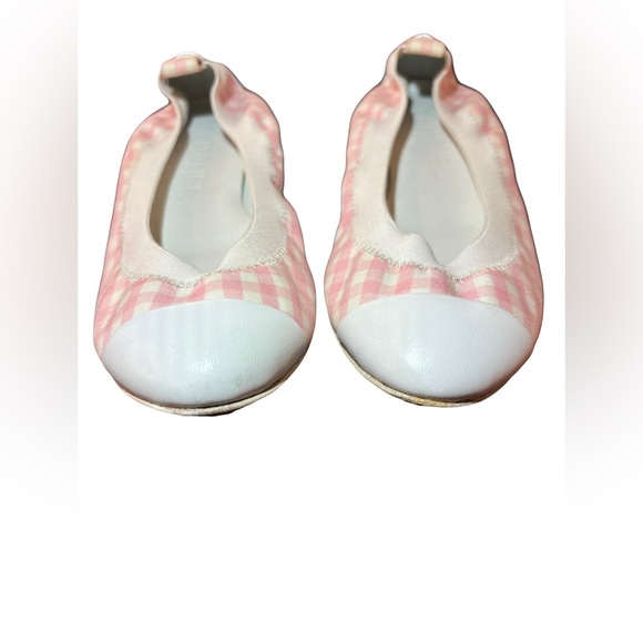 CHANEL Ballerines Light Pink Fabric White Leather Trim Flats EU 35.5 US 5 - Picture 7 of 11